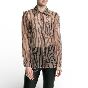 NWOT Luisa Cerrano 100% Silk Abstract Print Oversized Blouse